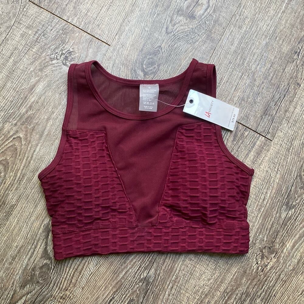 LA Society Textured Burgundy Sports Bra